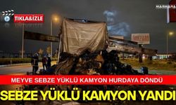 Sebze Yüklü Kamyon Yandı