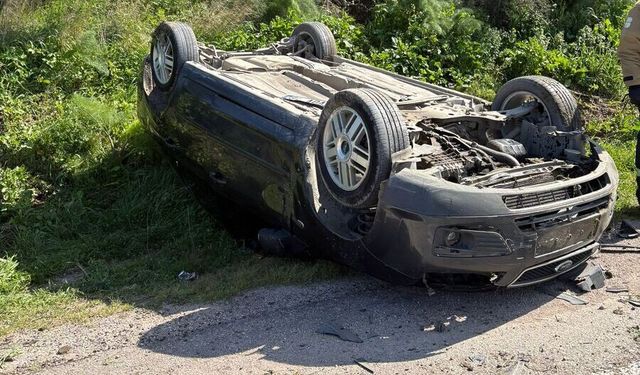 Erdek’te Otomobil Takla Attı