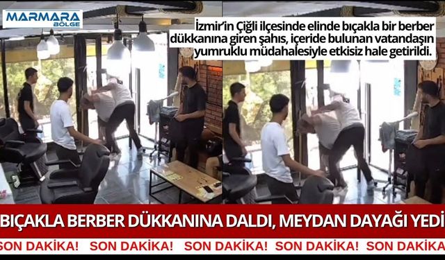 Bıçakla Berber Dükkanına Daldı, Meydan Dayağı Yedi