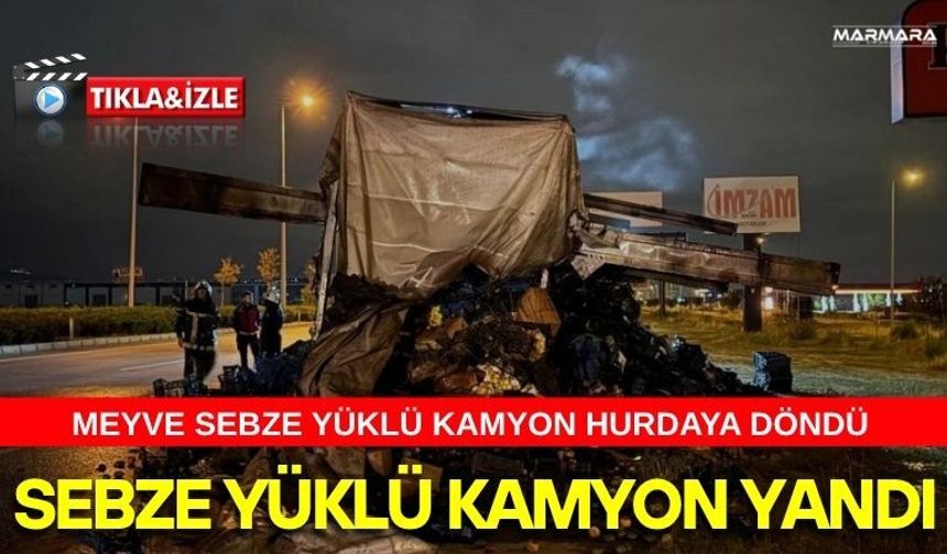 Sebze Yüklü Kamyon Yandı