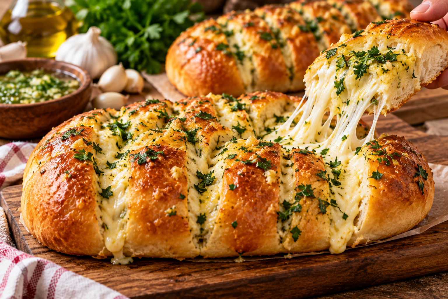 Sarımsaklı Peynirli Çekme Ekmek